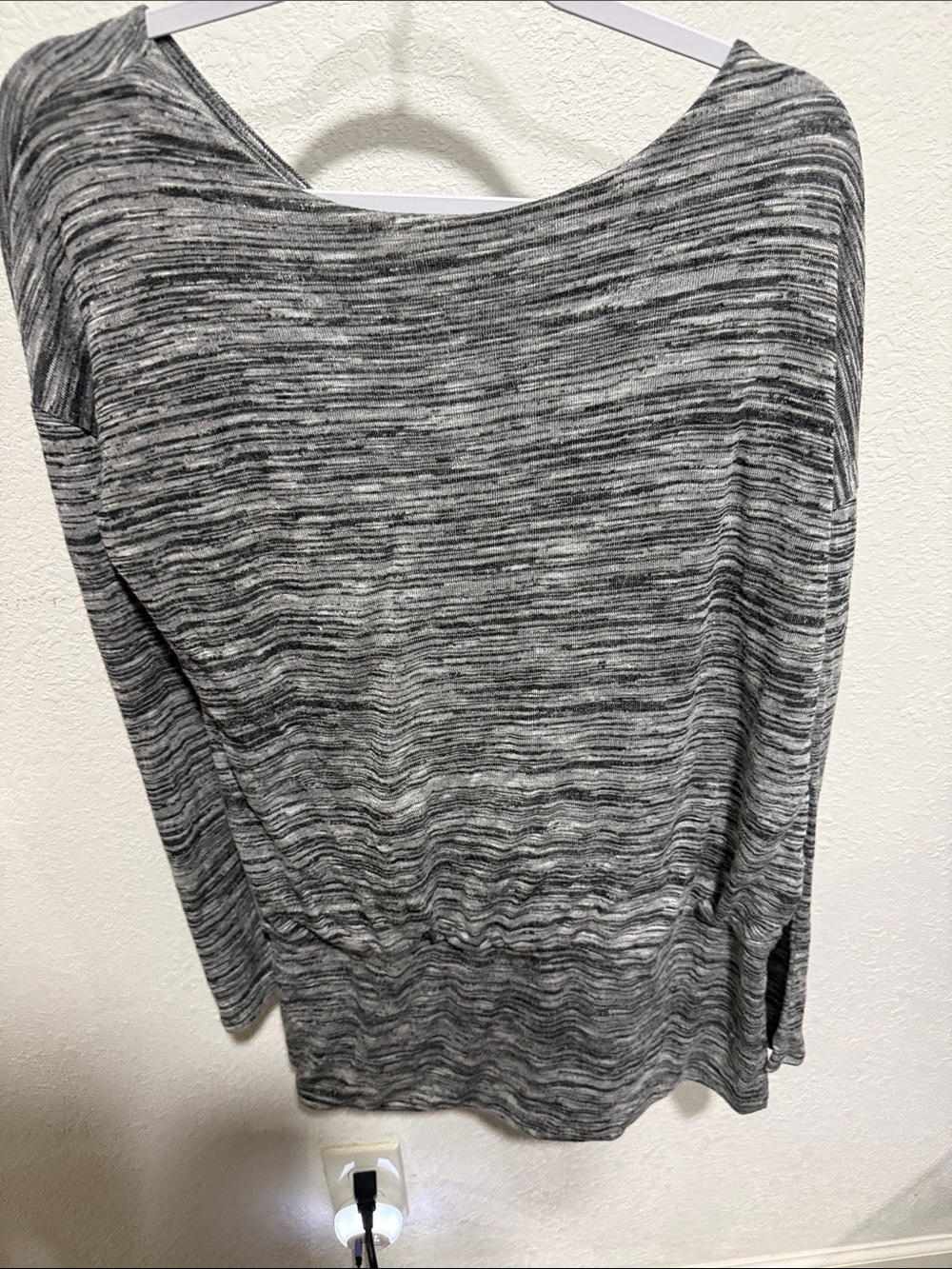 White House Black Market Gray Marled Boatneck Sweater Top